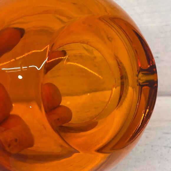Vintage Amber Persimmon Orb Shaped Viking Glass Ashtray Mid-Century Modern MCM - Picture 7 of 8